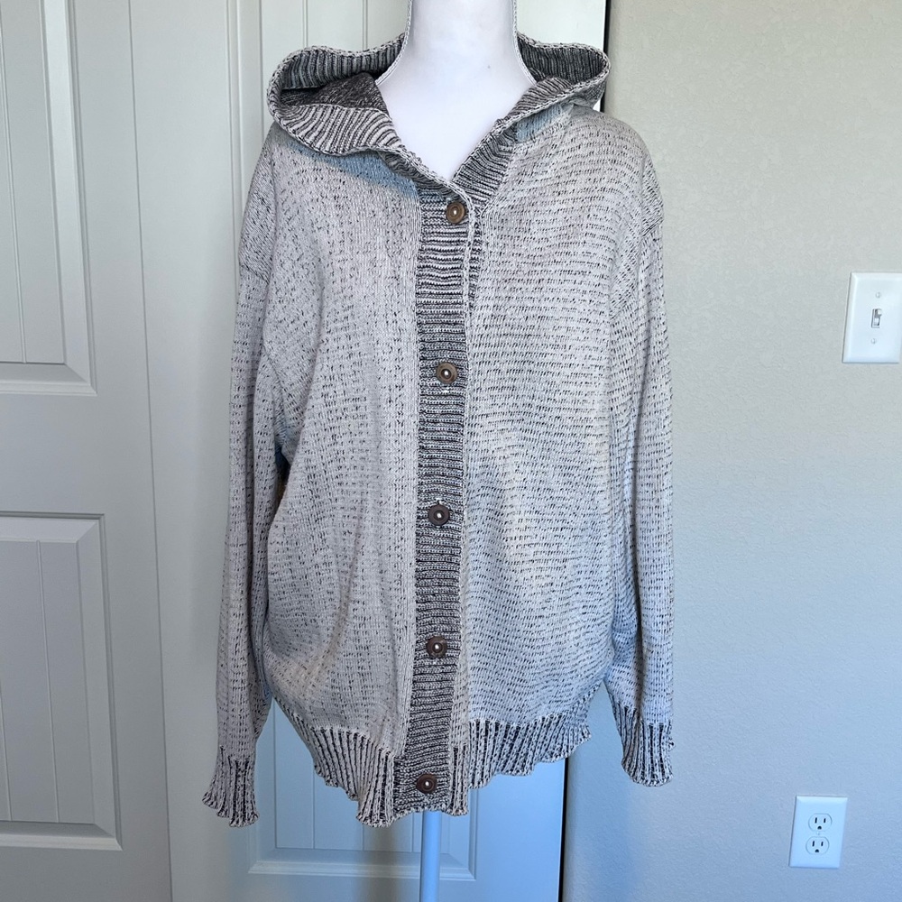 Vintage Binghamton Knitting Co Inc Hooded Cardigan Moose Made in USA Sz XL - Picture 7 of 13